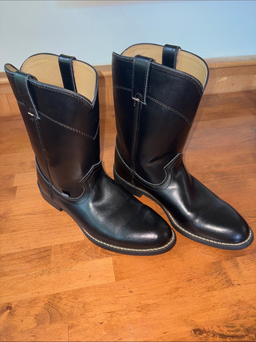 Justin Farm Temple Black Roper Cowboy Boots